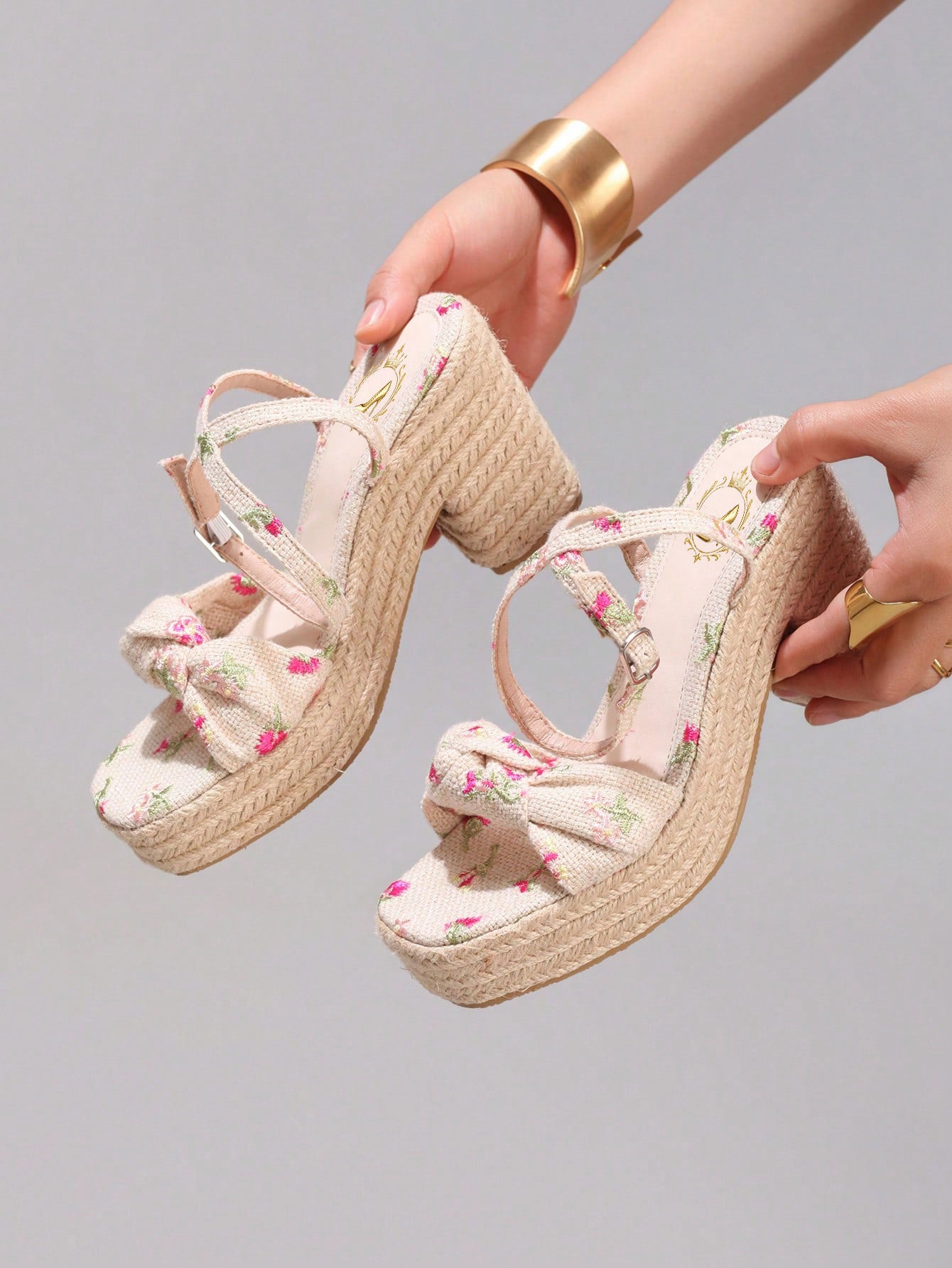 Fashion Embroidered Rope Wedge Platform Thick Sole Sandals Open Toe Summer Vacation Casual High Heel Platform Slides Daily Women Shoes