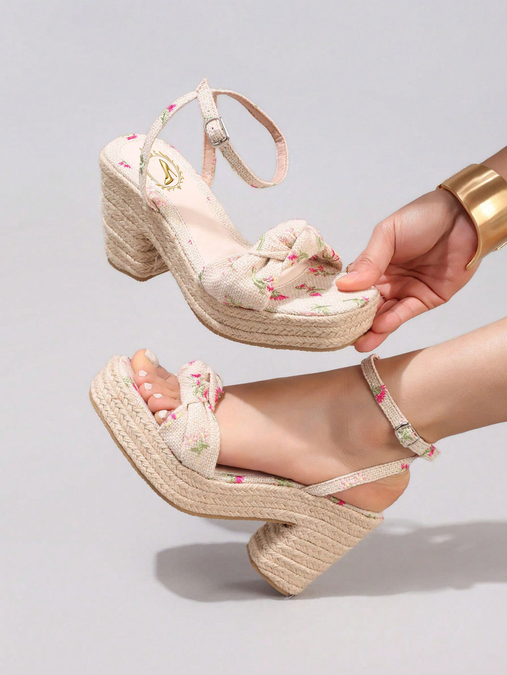 Fashion Embroidered Rope Wedge Platform Thick Sole Sandals Open Toe Summer Vacation Casual High Heel Platform Slides Daily Women Shoes