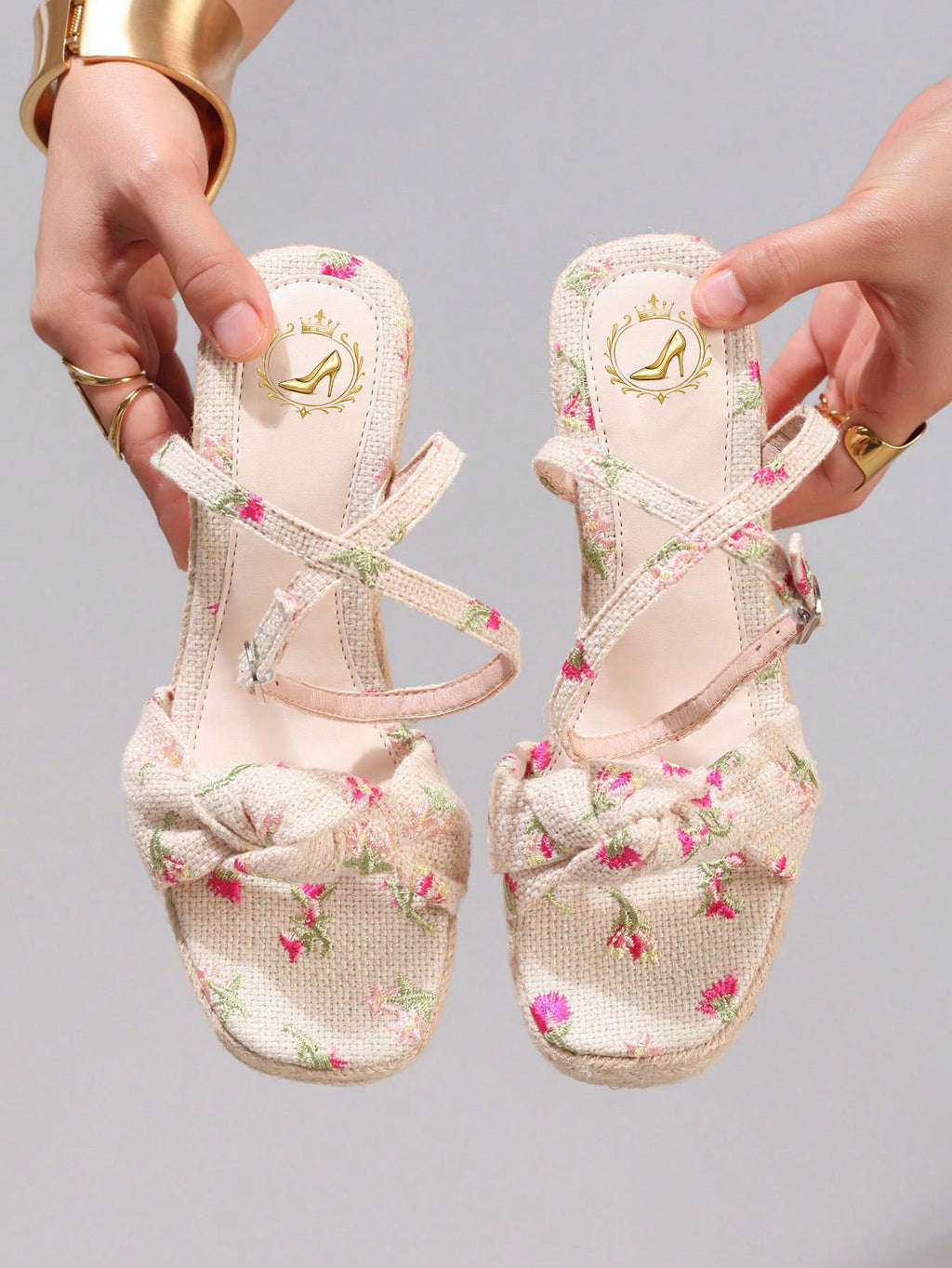 Fashion Embroidered Rope Wedge Platform Thick Sole Sandals Open Toe Summer Vacation Casual High Heel Platform Slides Daily Women Shoes