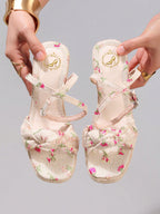 Fashion Embroidered Rope Wedge Platform Thick Sole Sandals Open Toe Summer Vacation Casual High Heel Platform Slides Daily Women Shoes