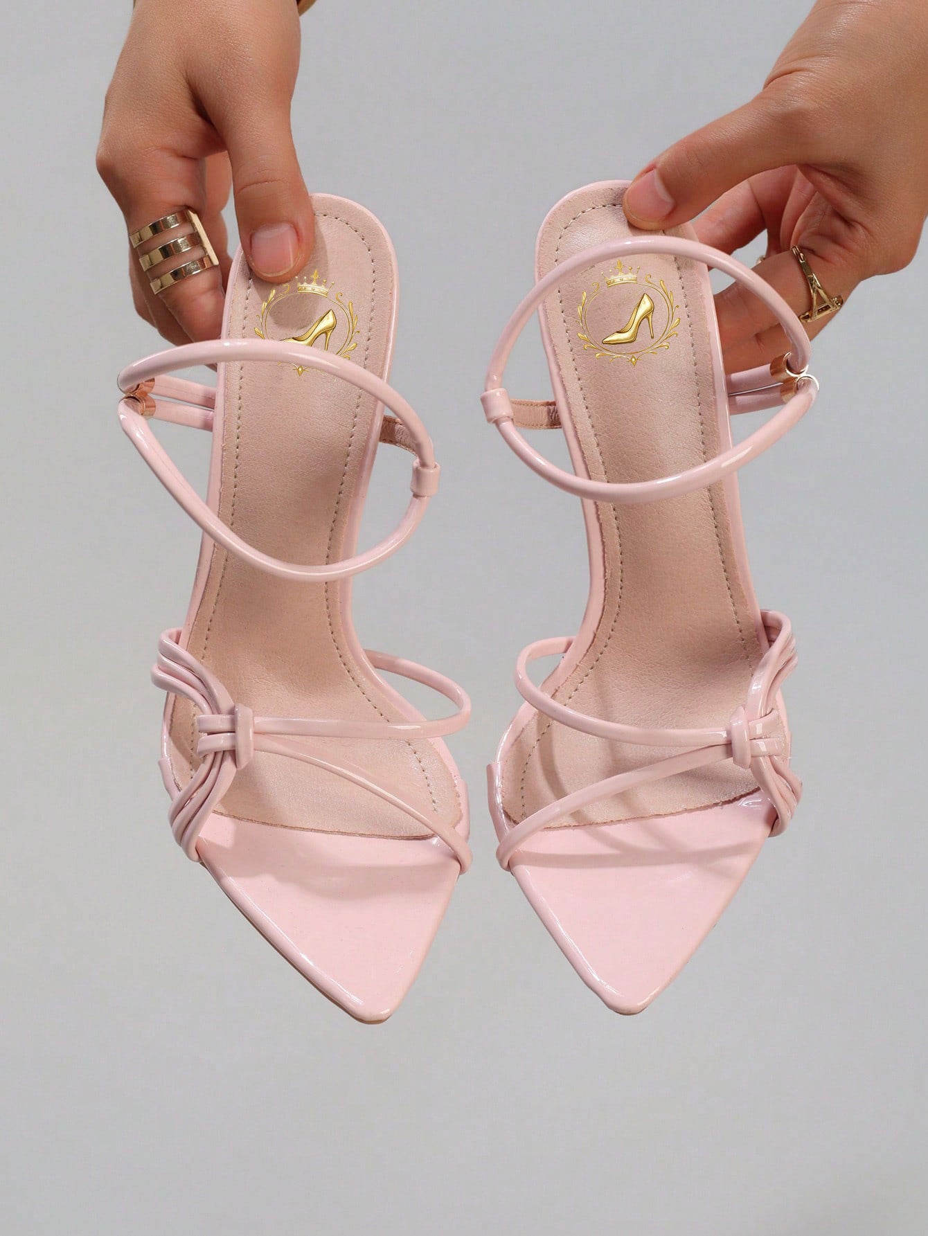 Fashionable Striped Combination High Heel Sandals, Sexy Pointed Toe Party/Wedding Shoes, Super High Heel Pink Stilettos For Women, Summer Shoes