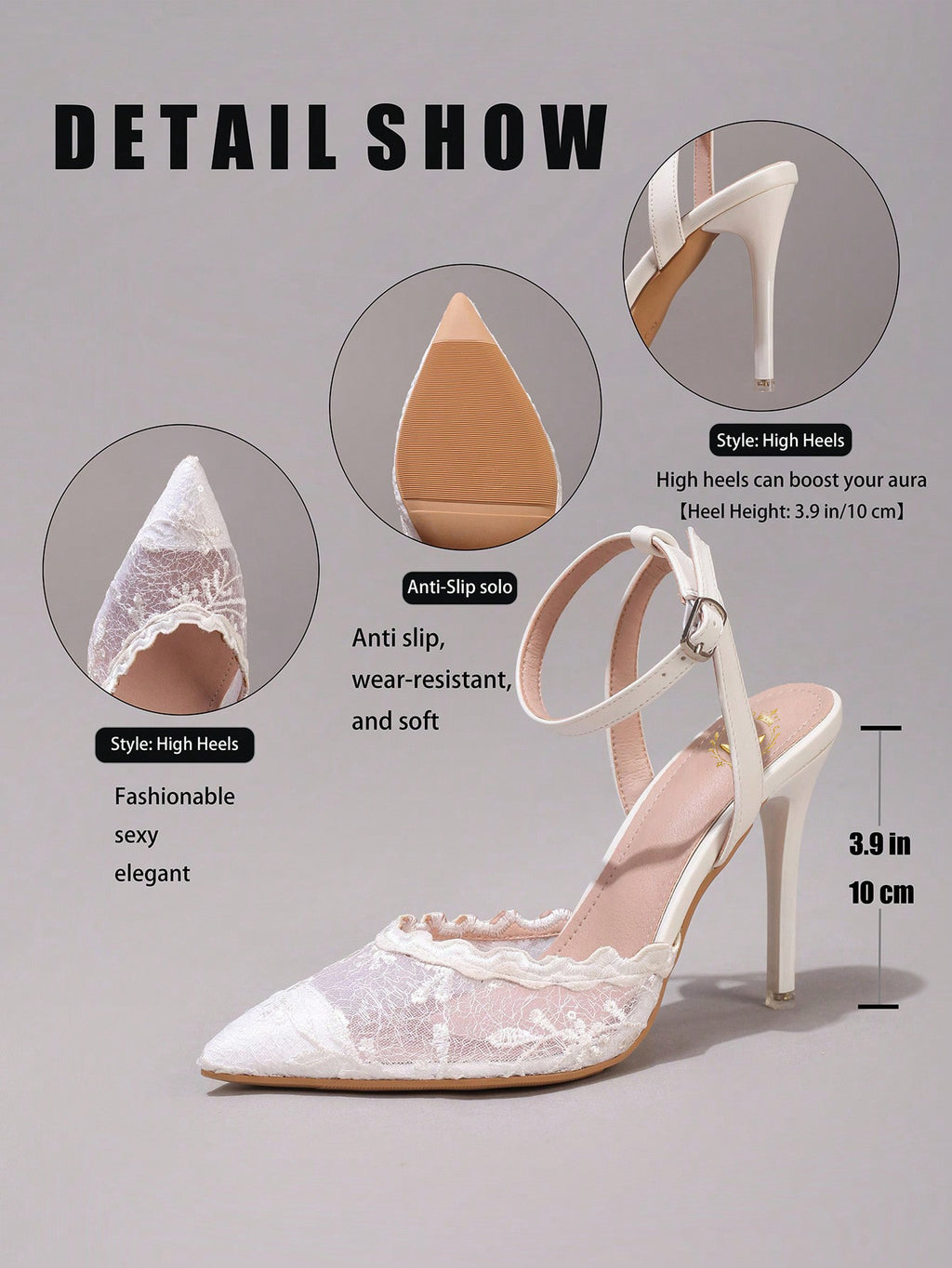 Fashionable Lace Embroidered White High Heel Shoes, Sexy Pointed Toe Super High Heel Formal, Wedding, Stilettos Sandals For Women, Gala, Party