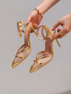 Fashionable Lace Patchwork High Heel Shoes, Sexy Pointed Toe Super High Heel Party Pumps, Black Stiletto Sandals For Women,Red Bottoms Heels