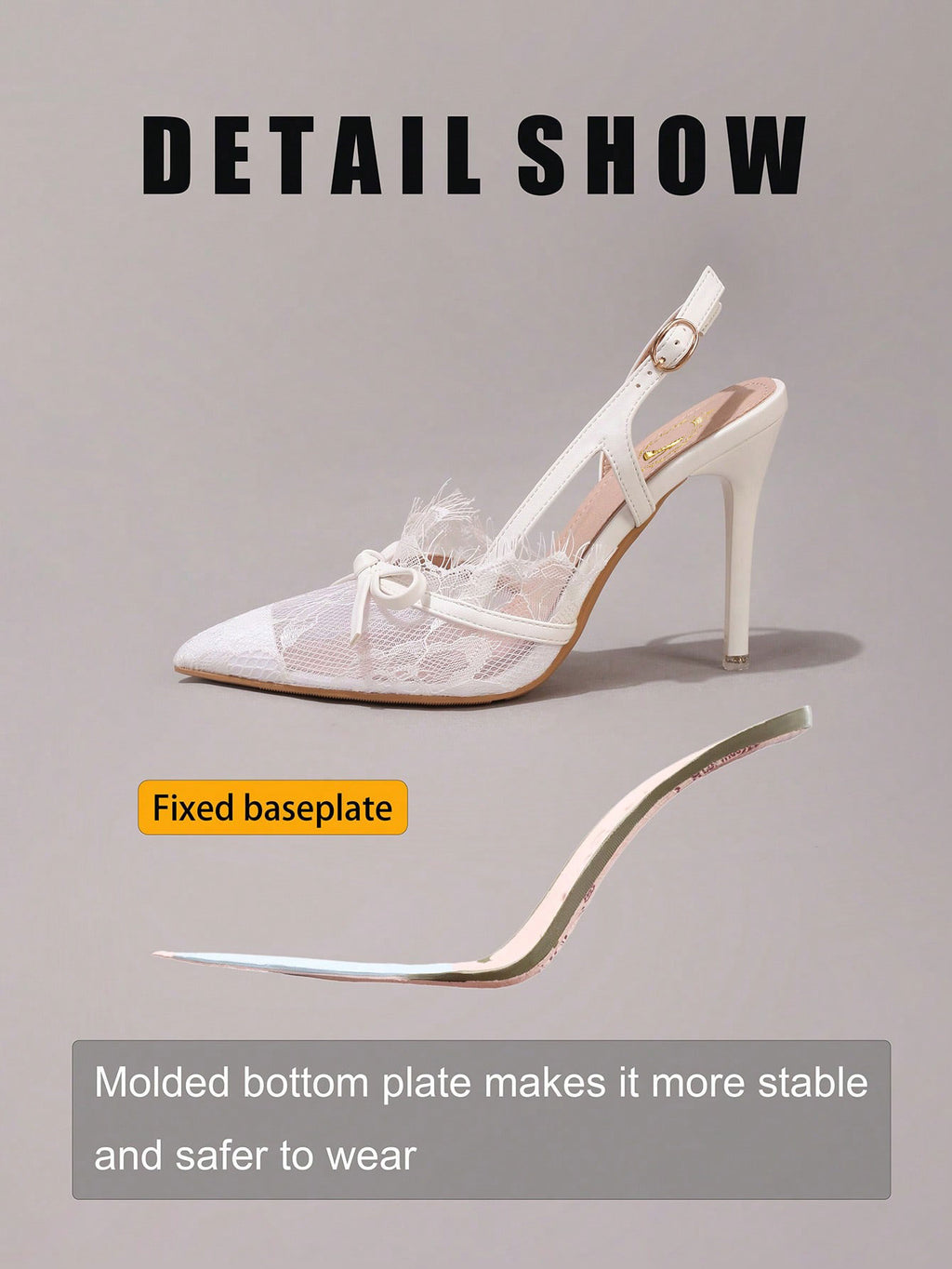 Fashion Lace Patchwork Fringe White High Heel Shoes