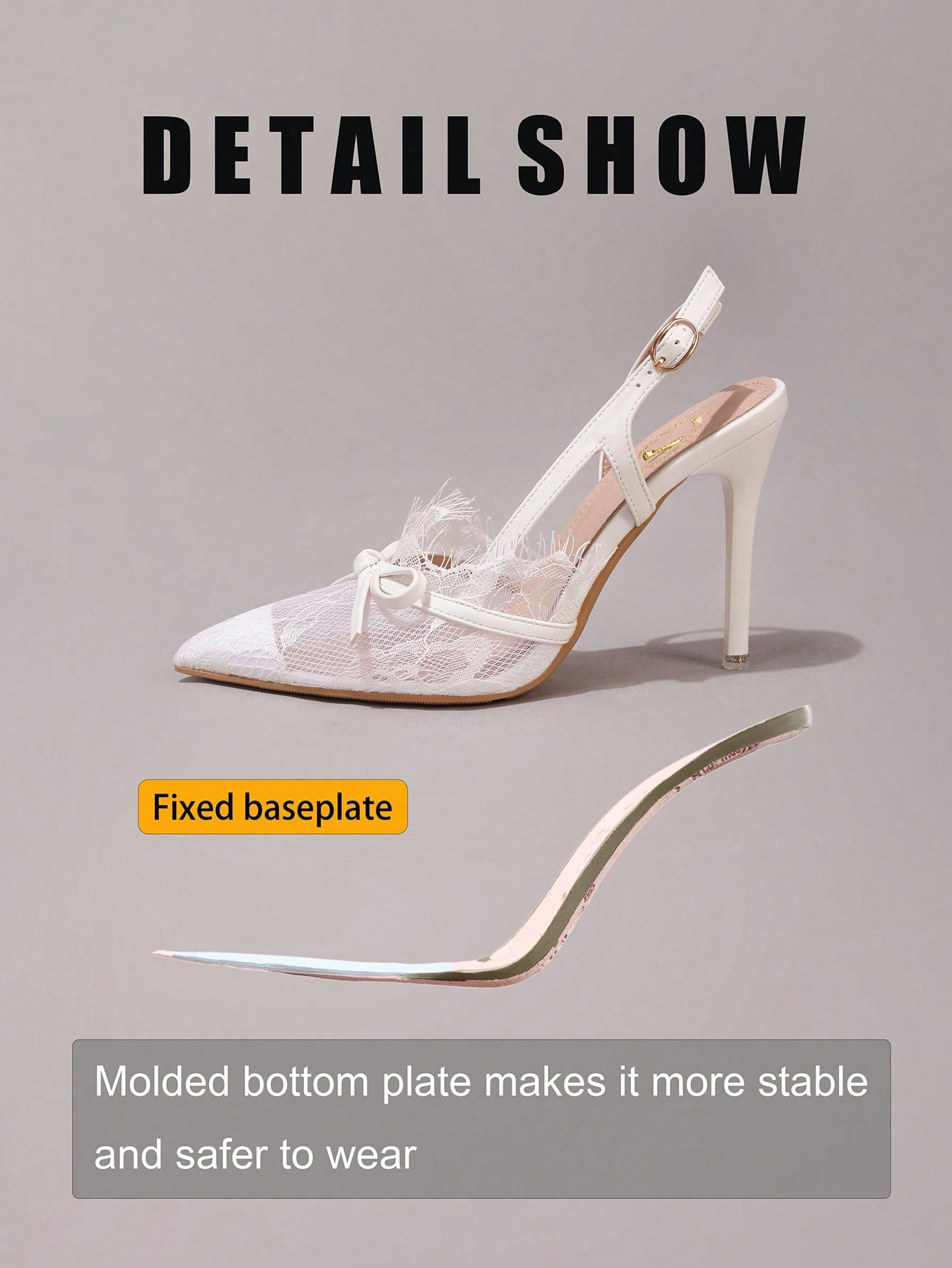 Fashion Lace Patchwork Fringe White High Heel Shoes