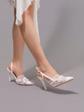 Fashion Lace Patchwork Fringe White High Heel Shoes