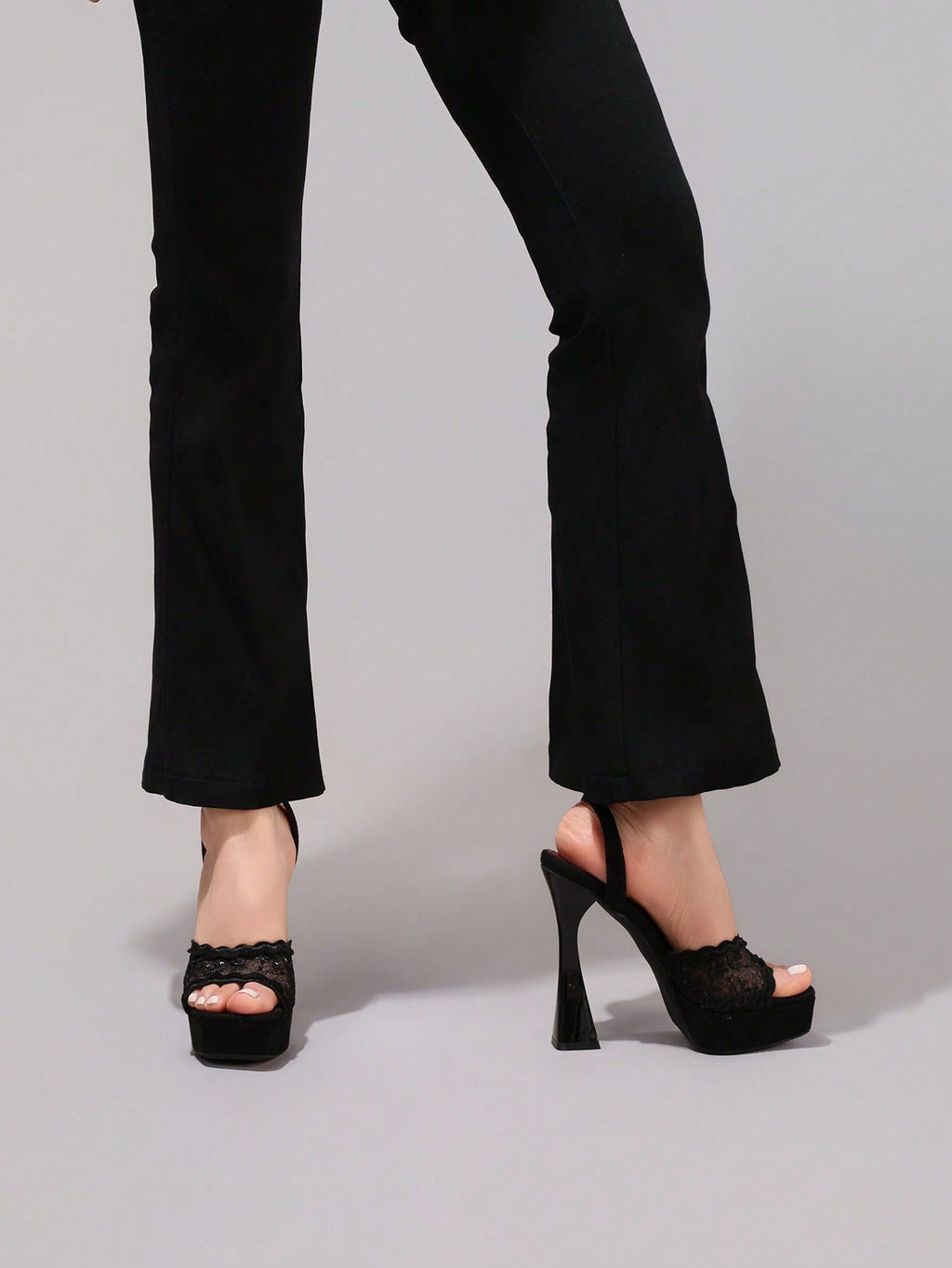 Fashionable Lace Embroidered High Heel Sandals, Sexy Party Shoes, Open Toe Square Heel Mules, High Platform Wedge Heels, Wine Red Women's High Heels