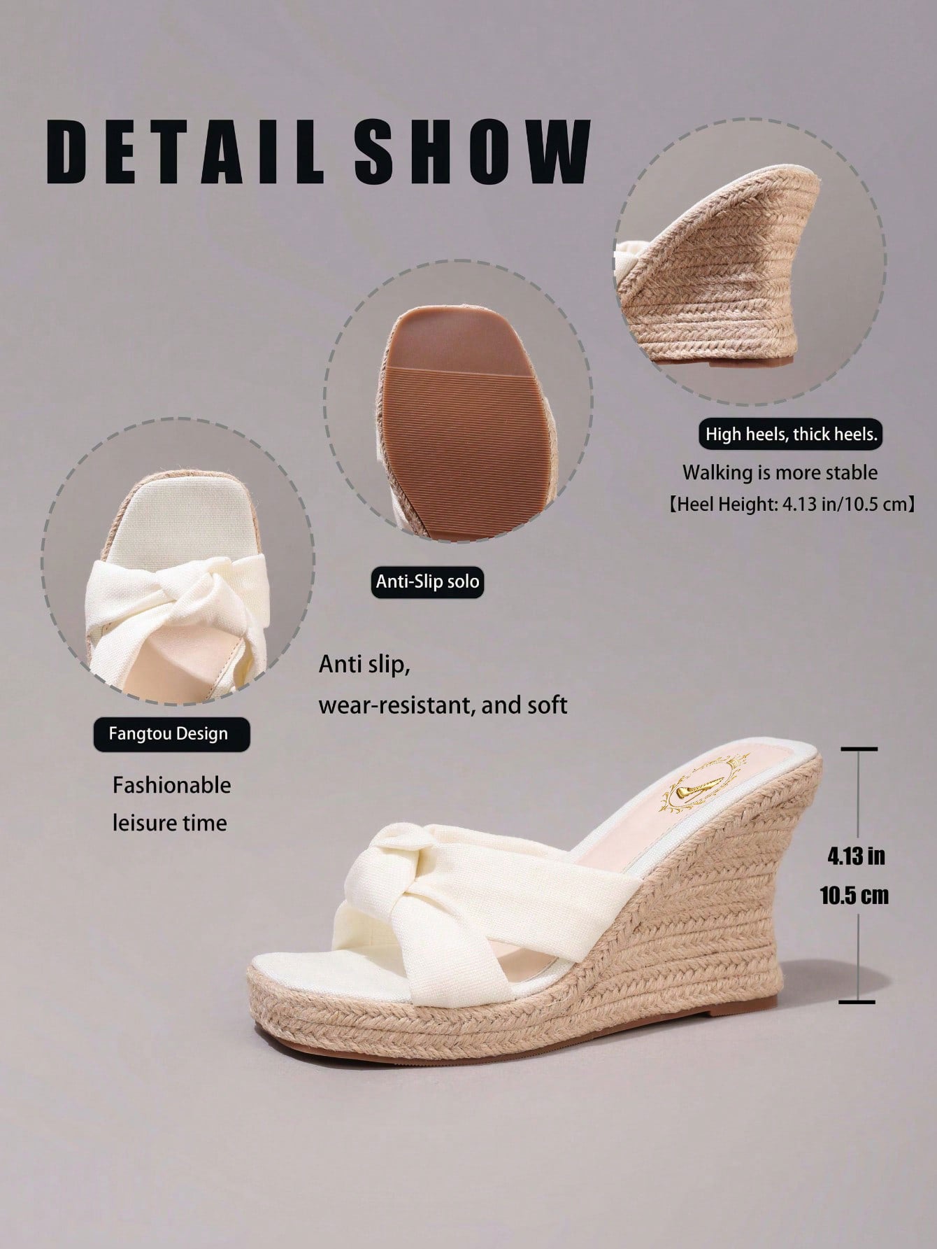 Hemp Rope Platform Sandals, Fashionable Twist Open Toe Thick Bottom Slide Sandals, Summer Vacation Casual Daily Wear Women Shoes, Wedge Heels
