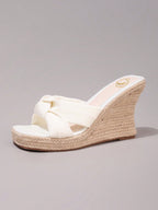 Hemp Rope Platform Sandals, Fashionable Twist Open Toe Thick Bottom Slide Sandals, Summer Vacation Casual Daily Wear Women Shoes, Wedge Heels