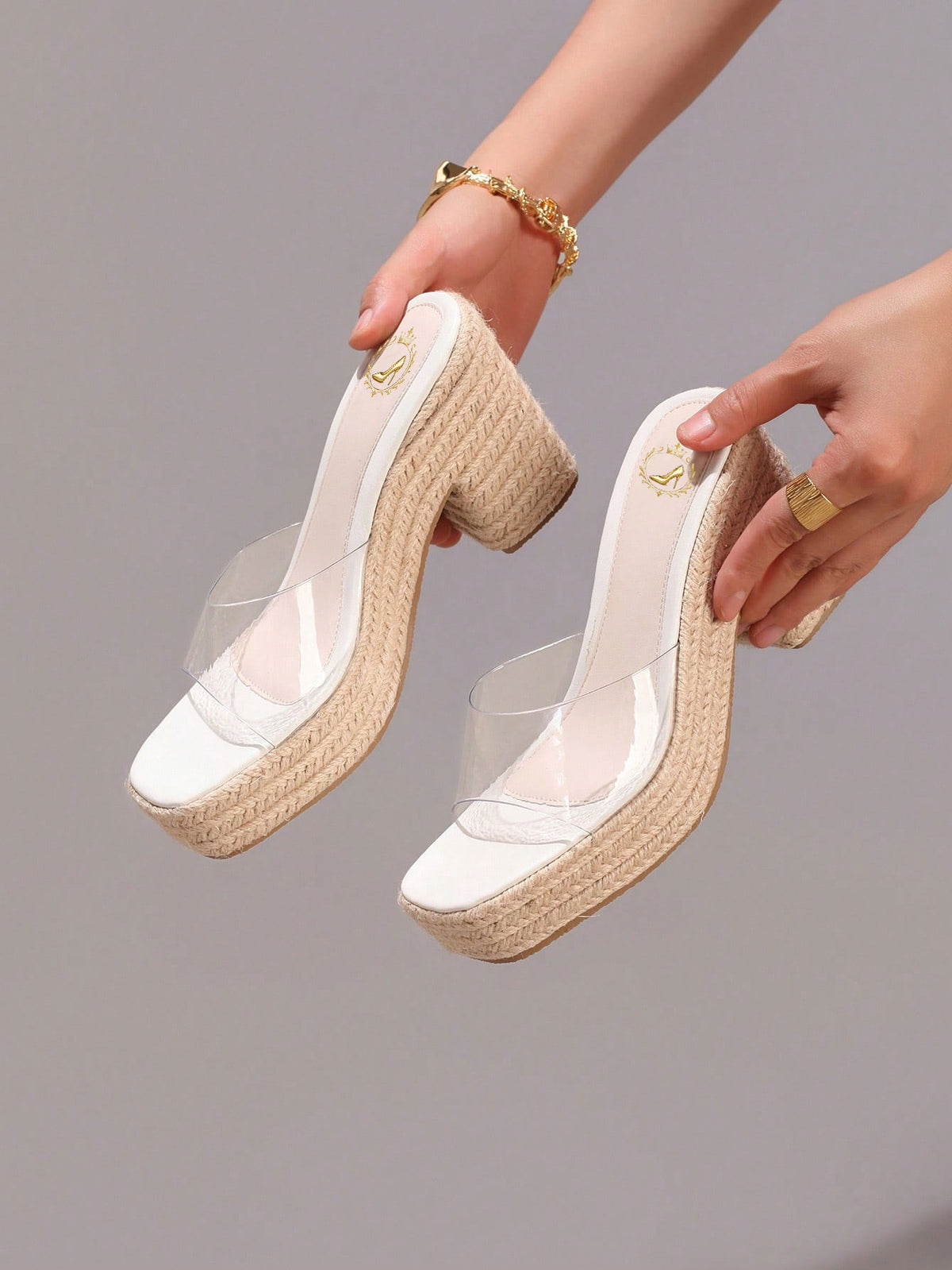 Hemp Rope Platform Thick Bottom Sandals, Transparent TPU Strap Open Toe, Summer Vacation Casual High Heel Slippers, Daily Fashion Lightweight Comfortable Women Shoes
