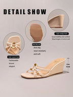 Women's Platform Slide Sandals With Metal Buckle Strap, Open Toe, Summer Vacation Casual Elevated Slip-On Shoes