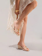 Women's Platform Slide Sandals With Metal Buckle Strap, Open Toe, Summer Vacation Casual Elevated Slip-On Shoes