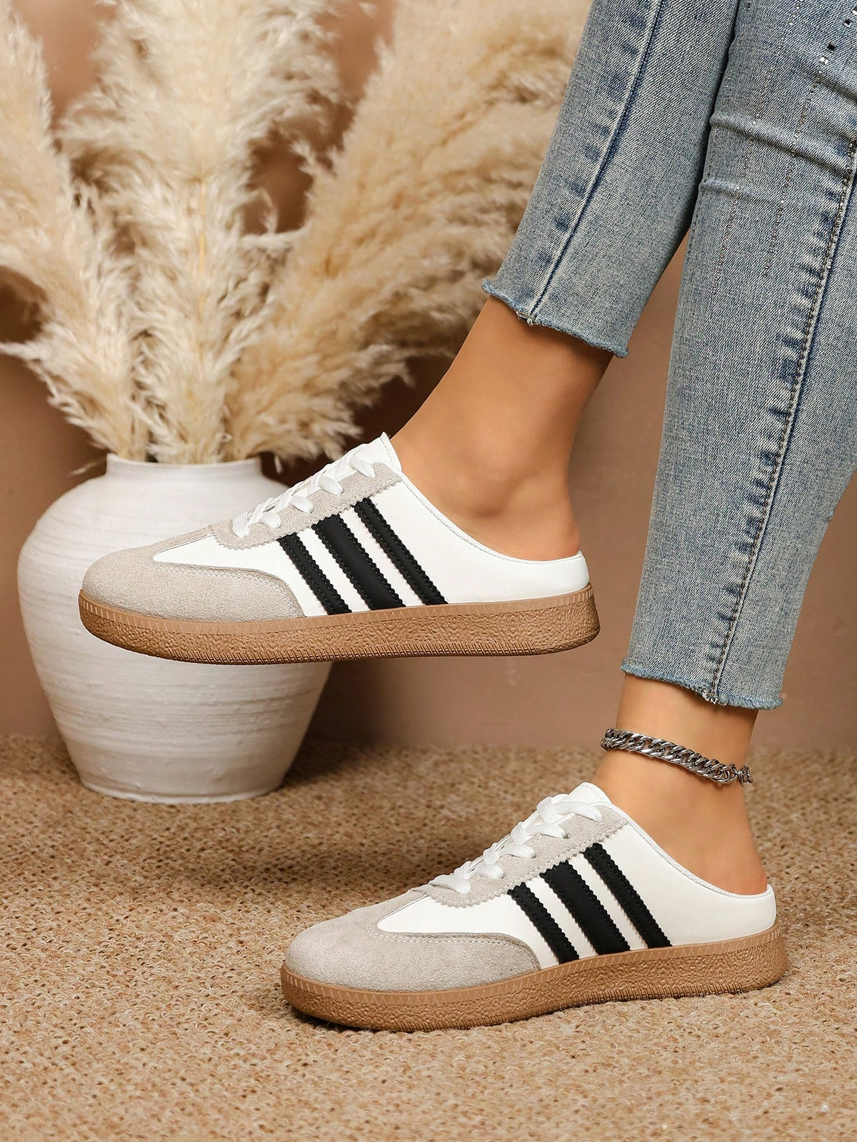 Women's Striped Slip-On Sneakers