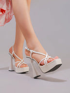 Fashion Woven Strap High Heel Sandals