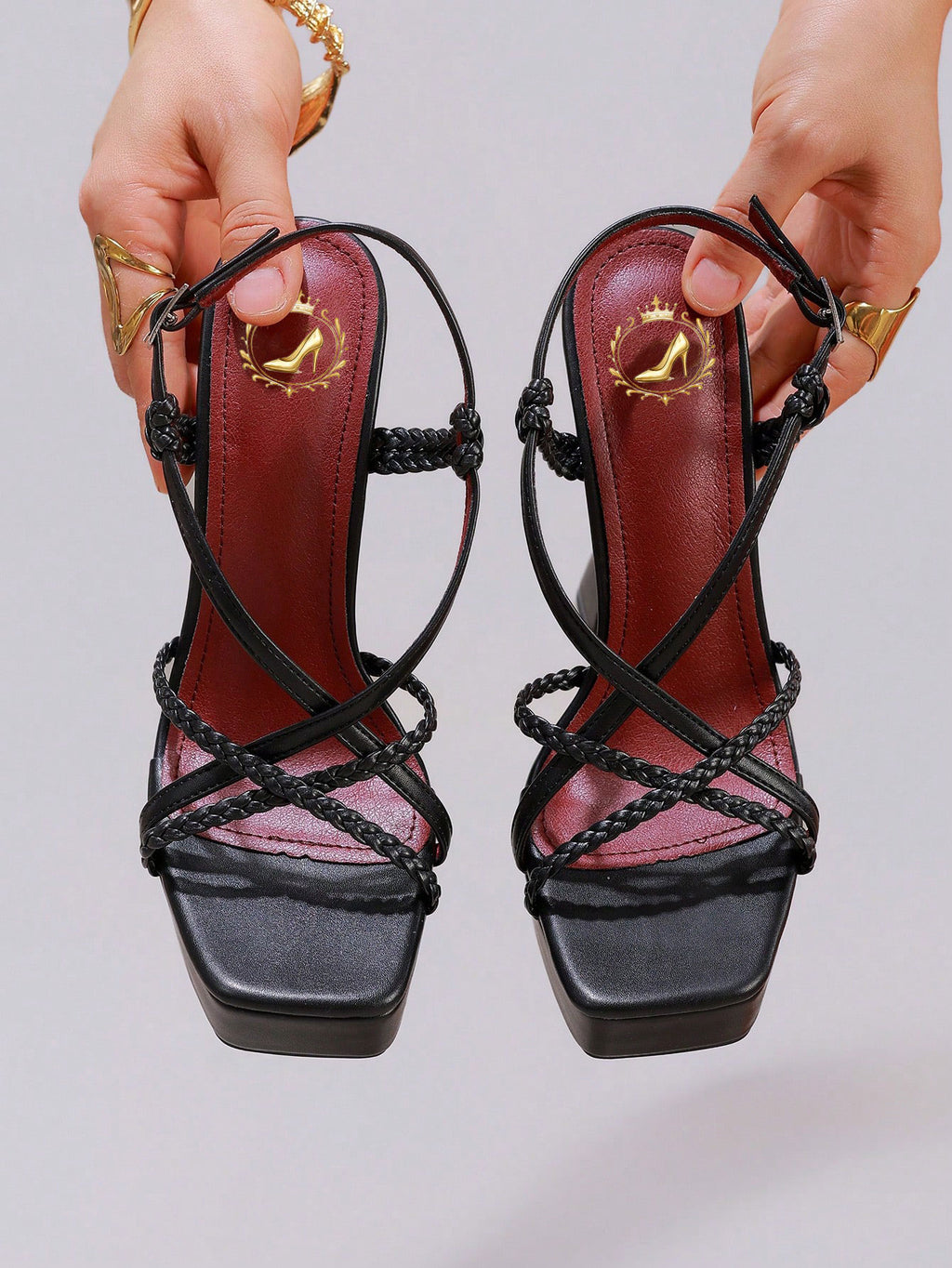 Fashion Woven Strap High Heel Sandals