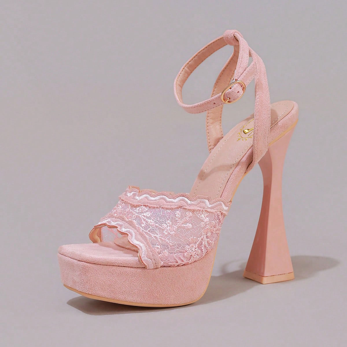 Fashionable Lace Embroidered High Heel Sandals, Sexy Party Shoes, Open Toe Square Heel Mules, High Platform Wedge Heels, Wine Red Women's High Heels