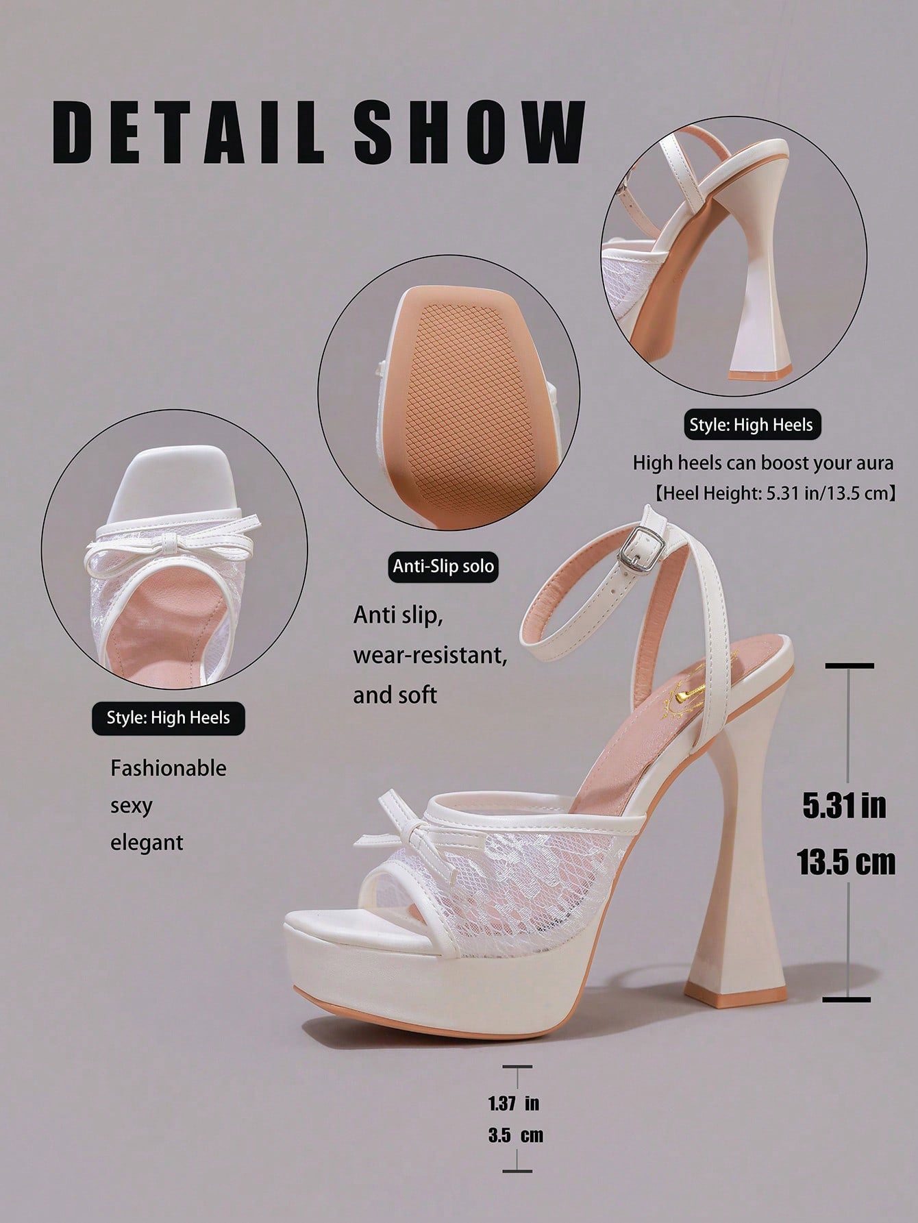 Fashion Lace Embroidered High Heel Sandals With Bow Decor
