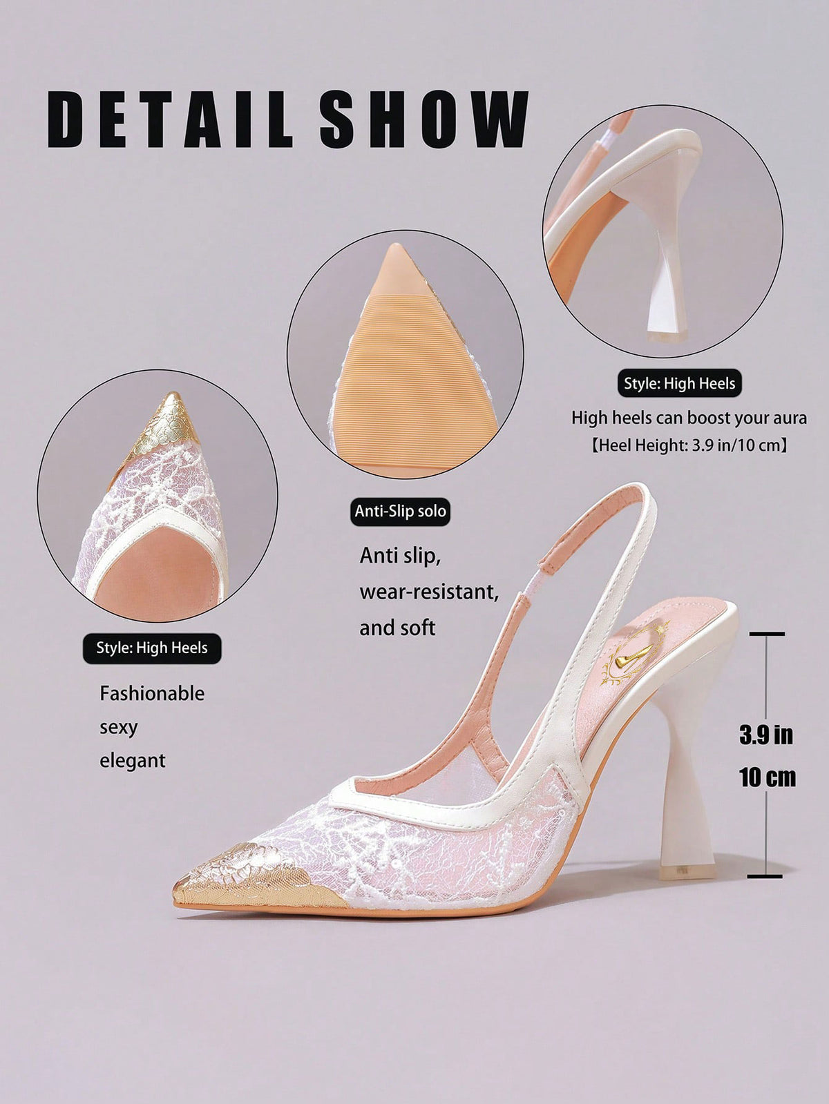 Lace Cap Toe Stiletto