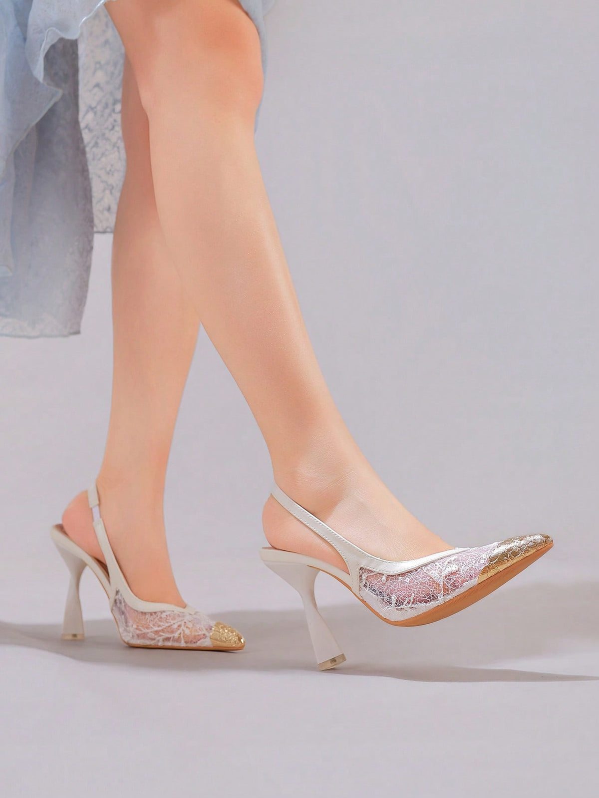 Lace Cap Toe Stiletto