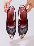 Lace Cap Toe Stiletto