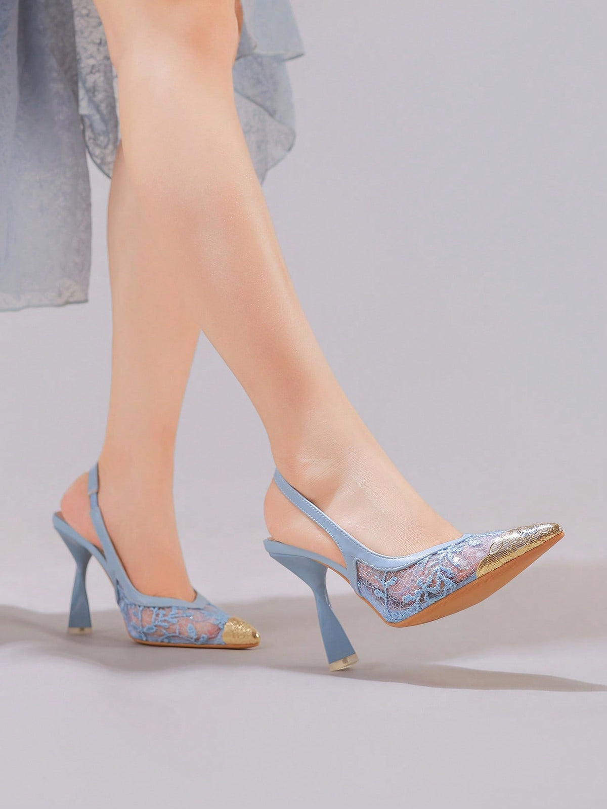 Lace Cap Toe Stiletto