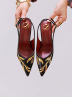 Gold Leaf Pointed-Toe Stiletto
