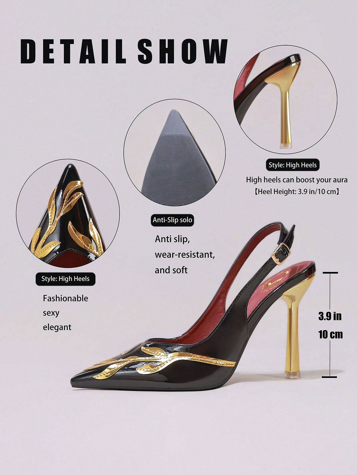 Gold Leaf Pointed-Toe Stiletto
