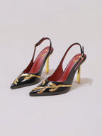 Gold Leaf Pointed-Toe Stiletto