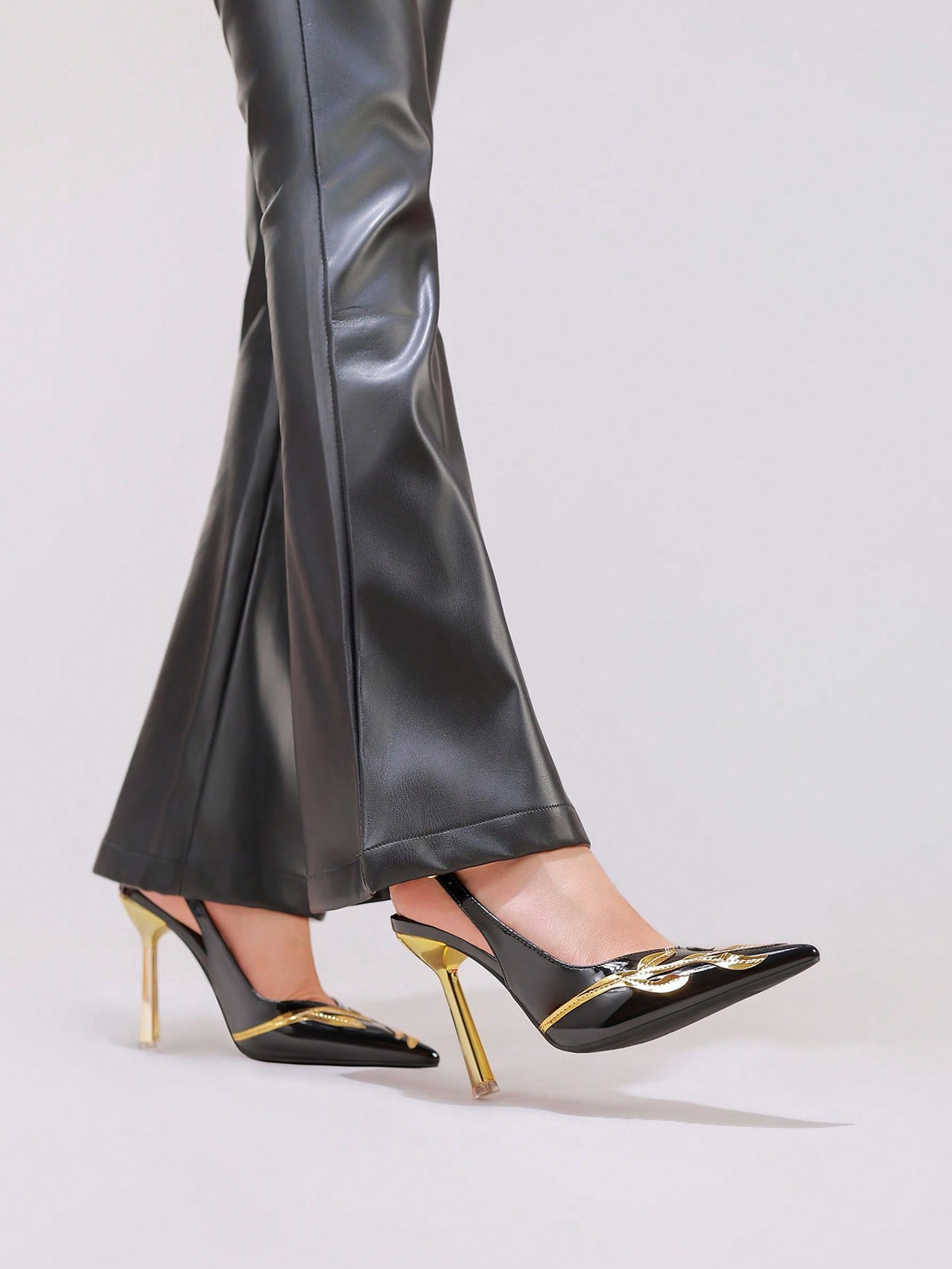 Gold Leaf Pointed-Toe Stiletto