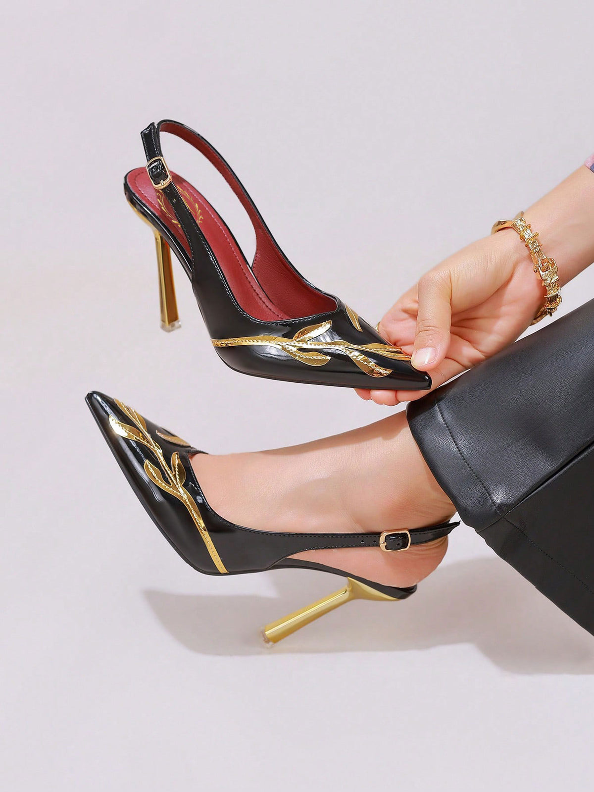 Gold Leaf Pointed-Toe Stiletto