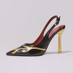 Gold Leaf Pointed-Toe Stiletto