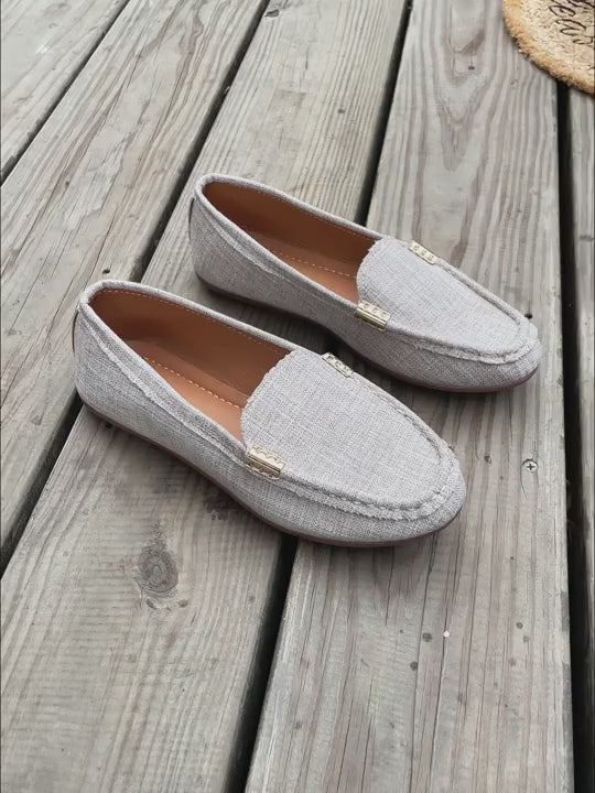 Plus Size Metal Buckle Round Toe Flats